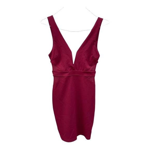 NWT Lulu’s Back On My Beat Wine Red Mesh Body-con Dress - Picture 5 of 10